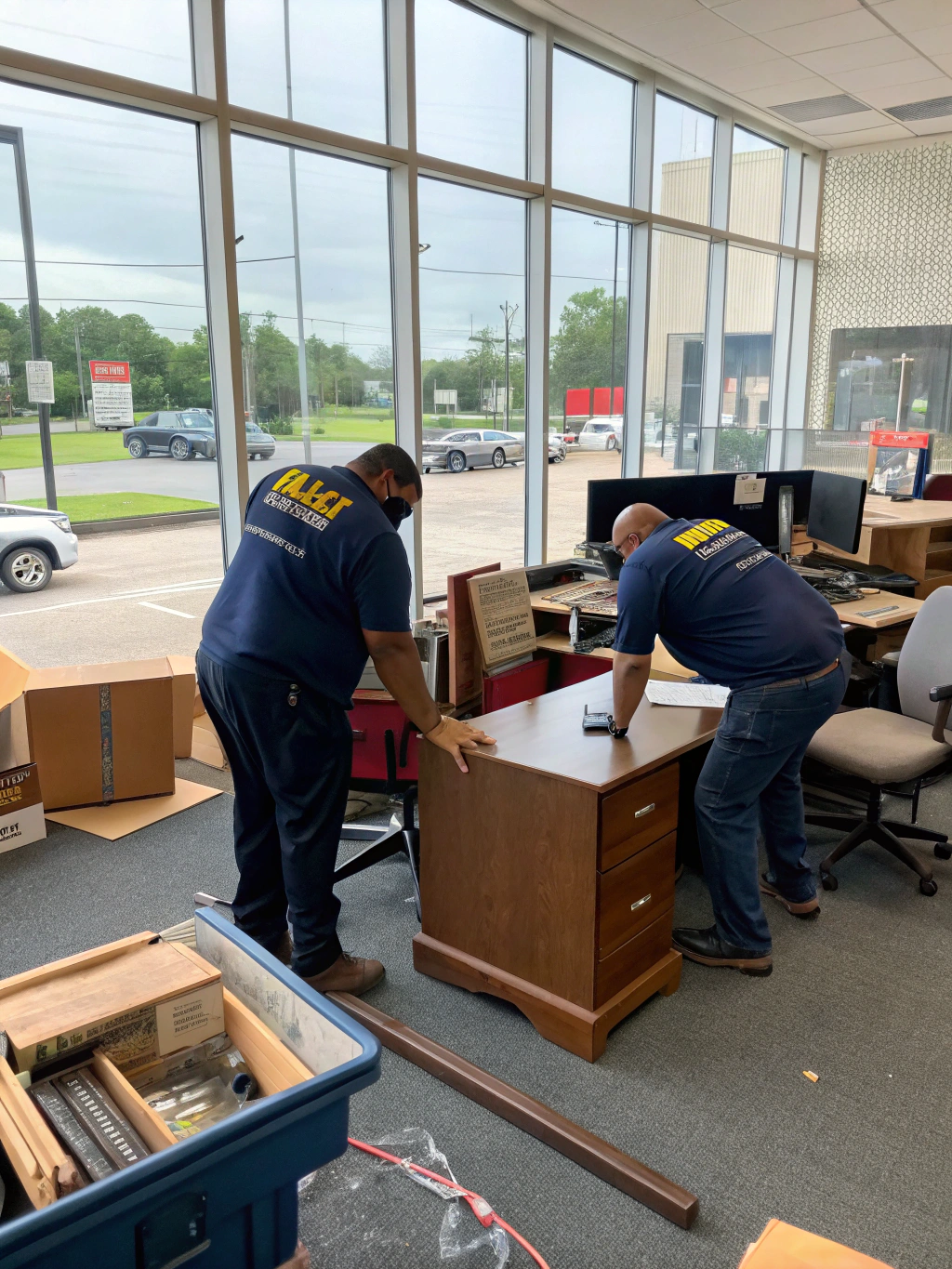 Commercial office space being cleared of old furniture