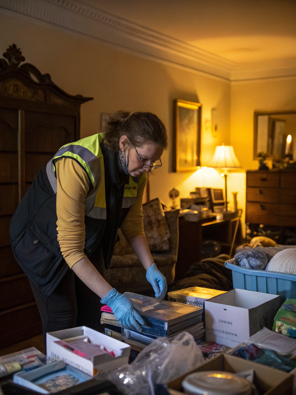 Organized estate cleanout process in a residential home